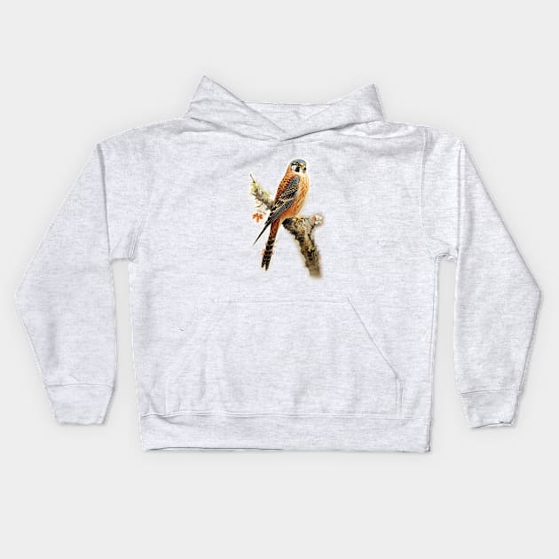 American Kestrel - Raptor Kids Hoodie by ZombieTeesEtc